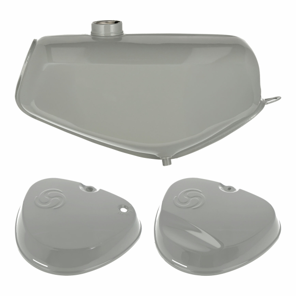 Komplettes Tank-Set mit Export-Deckeln (staubgrau), Simson S51E, S70E